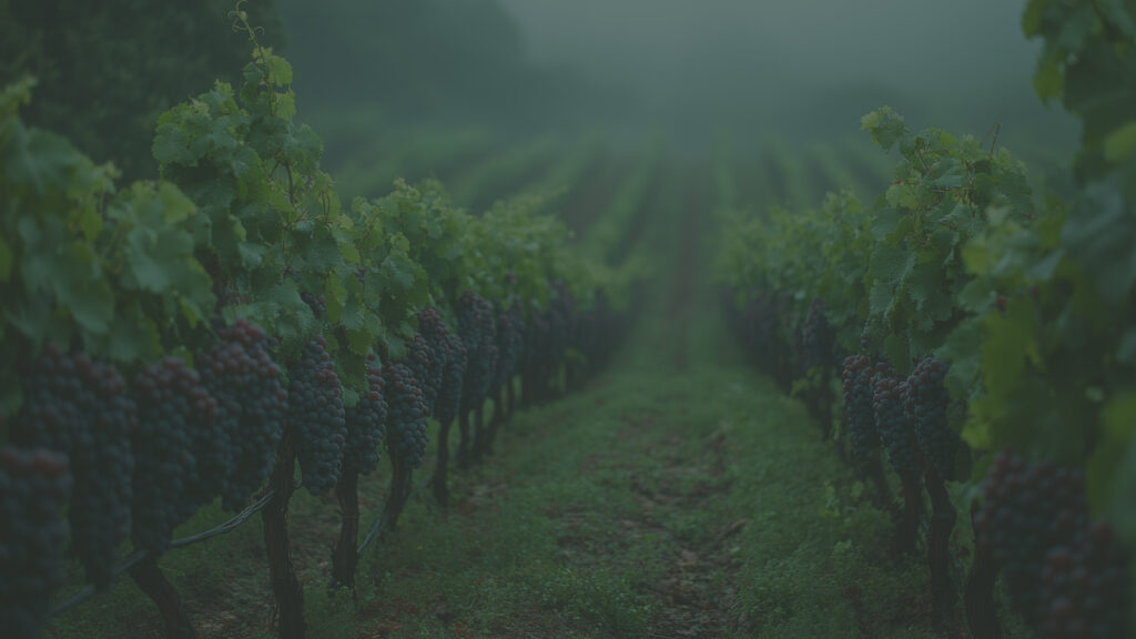 Bild von Weinbergen in nebliger Stimmung, Umgebung Stammersdorf